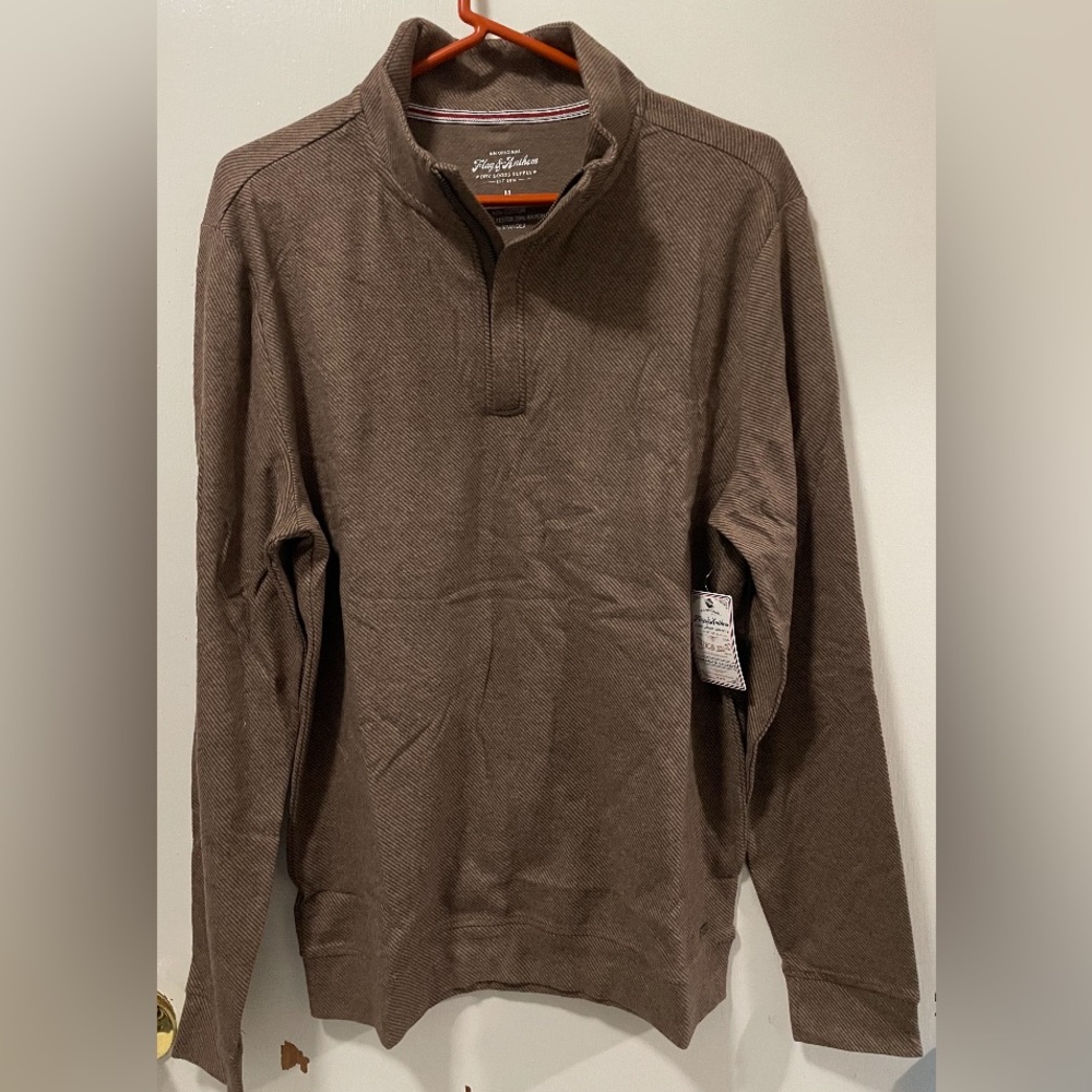 Flag & Anthem Men’s Brown Quarter-Zip Pullover Sweatshirt Size Medium Mock Neck